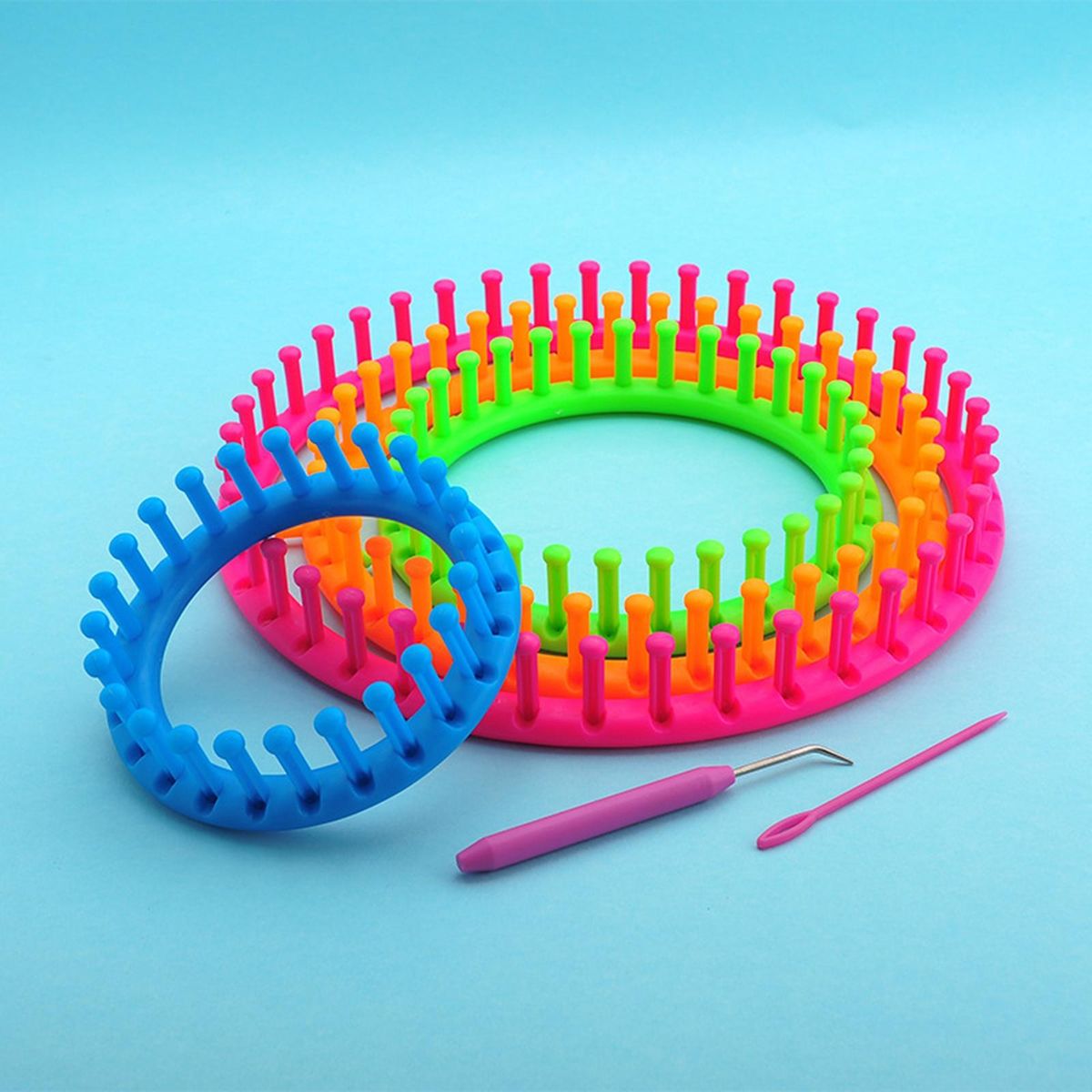 2 Set Round Knitting Loom Kit With  & Crochet Hook Lightweight