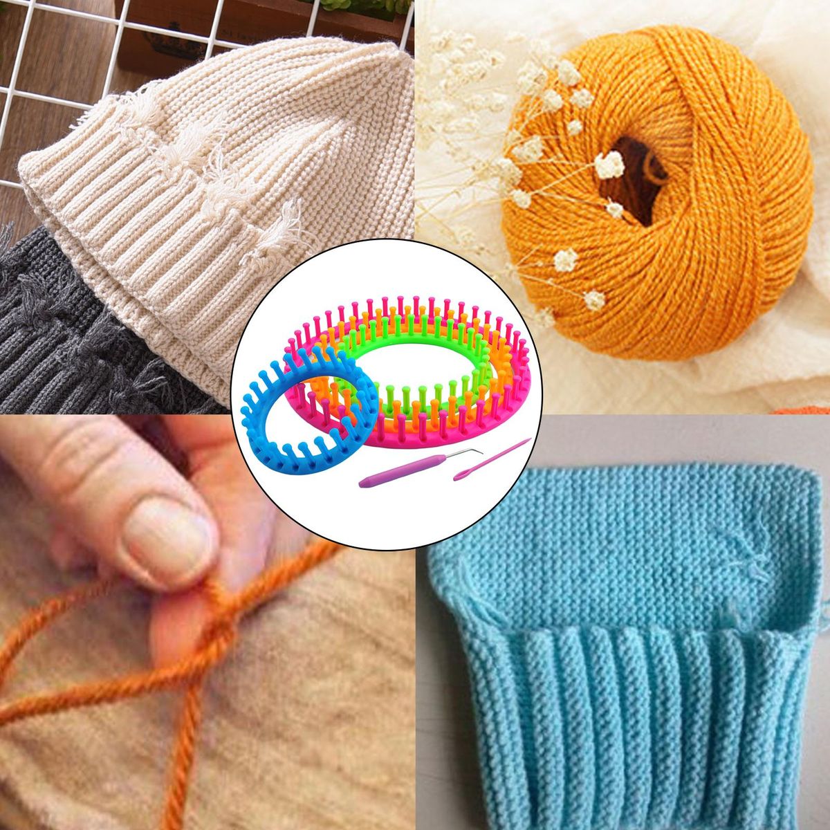 2 Set Round Knitting Loom Kit With  & Crochet Hook Lightweight