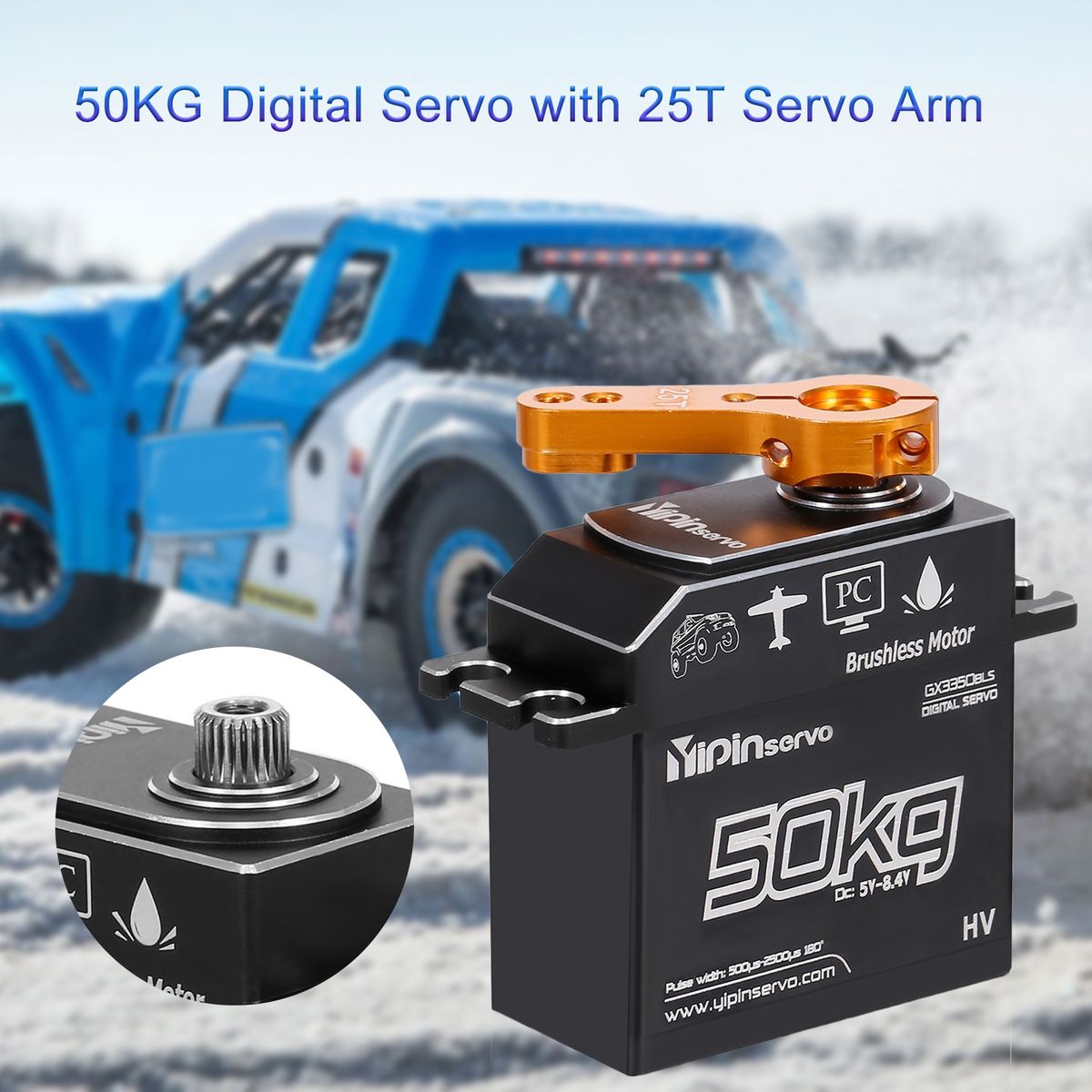 1 Set RC Car Servo Remote Control Car Brushless Motor Servo Black
