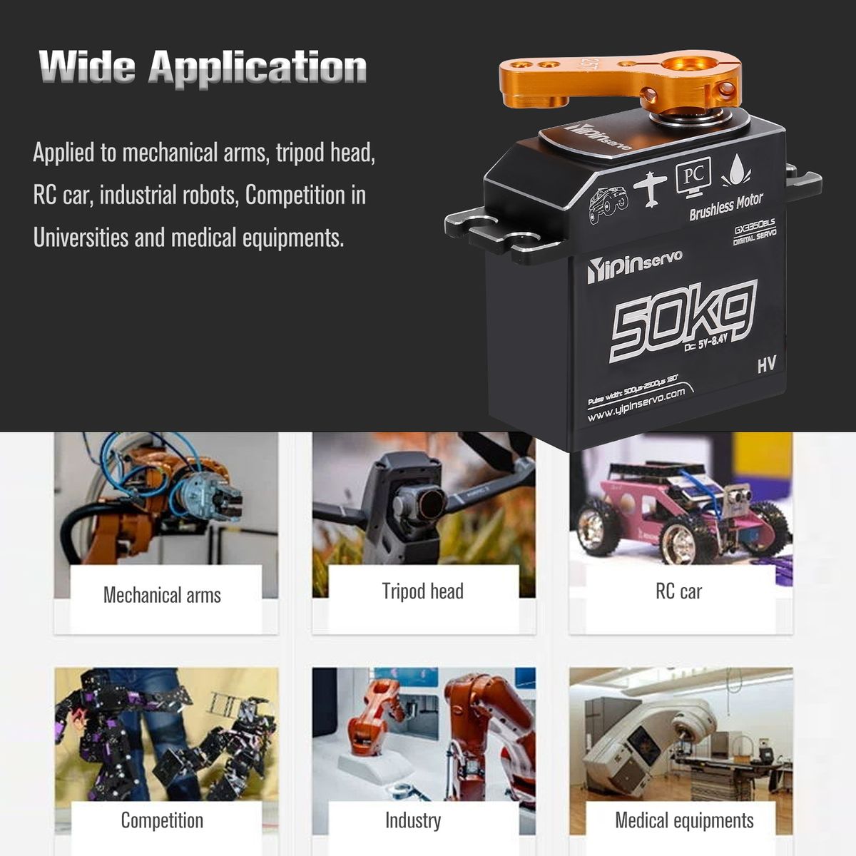 1 Set RC Car Servo Remote Control Car Brushless Motor Servo Black