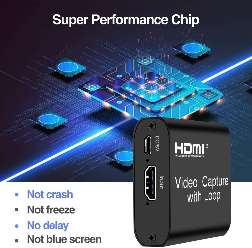 Video HDMI Capture Card With Loop Out, 4K HD 1080P 60FPS
