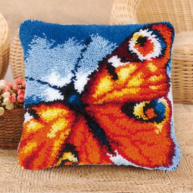 Pillow Cover  Latch Hook Rug Kits  Butterfly  DIY Butterfly