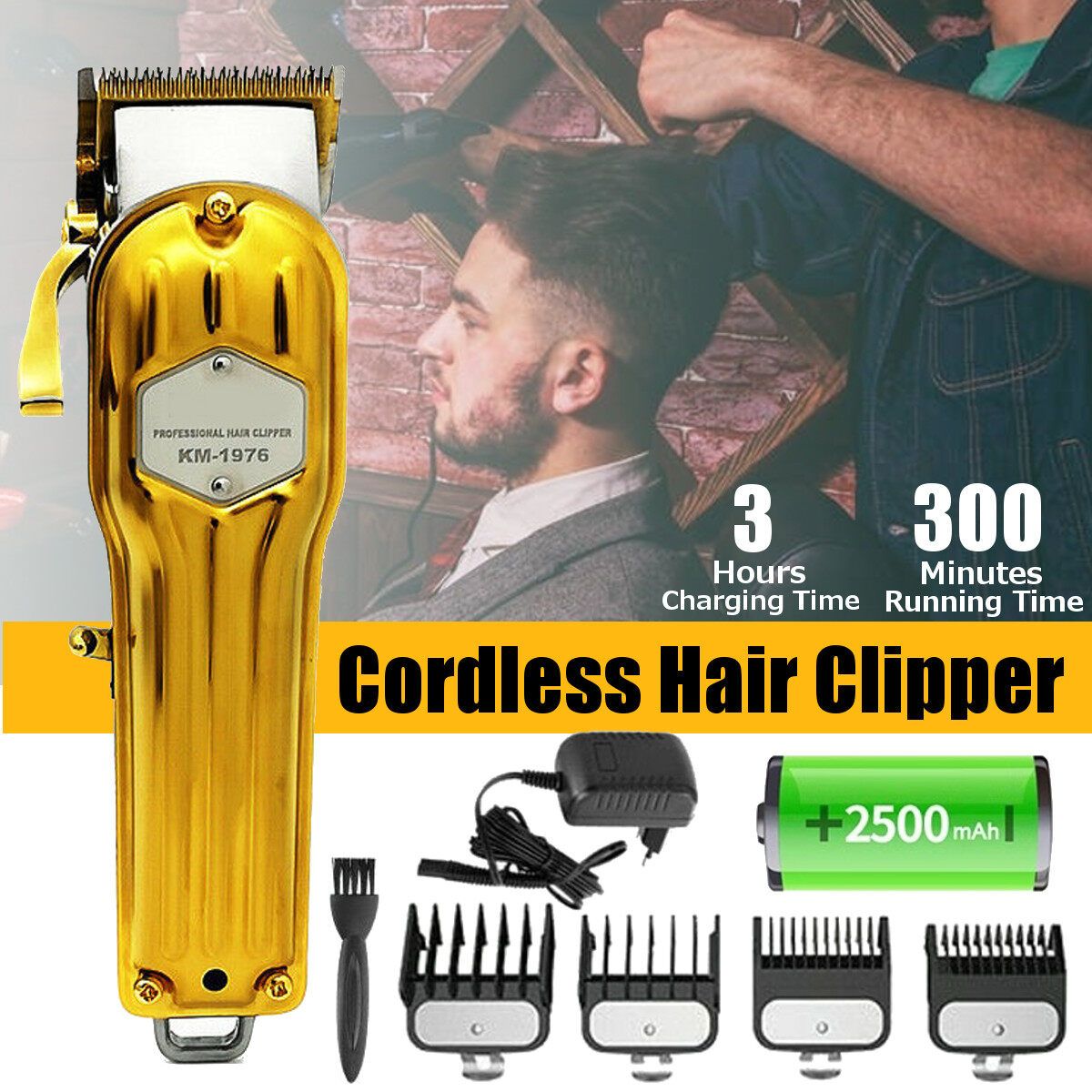Home Rechargeable Electric Cordless Hair Clipper Trimmer Hair Beard Barber Haircut Machine With 4 Limit Combs