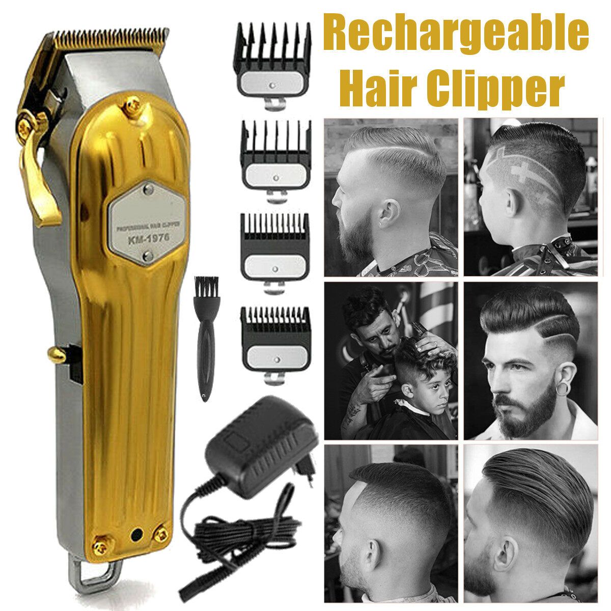 Home Rechargeable Electric Cordless Hair Clipper Trimmer Hair Beard Barber Haircut Machine With 4 Limit Combs