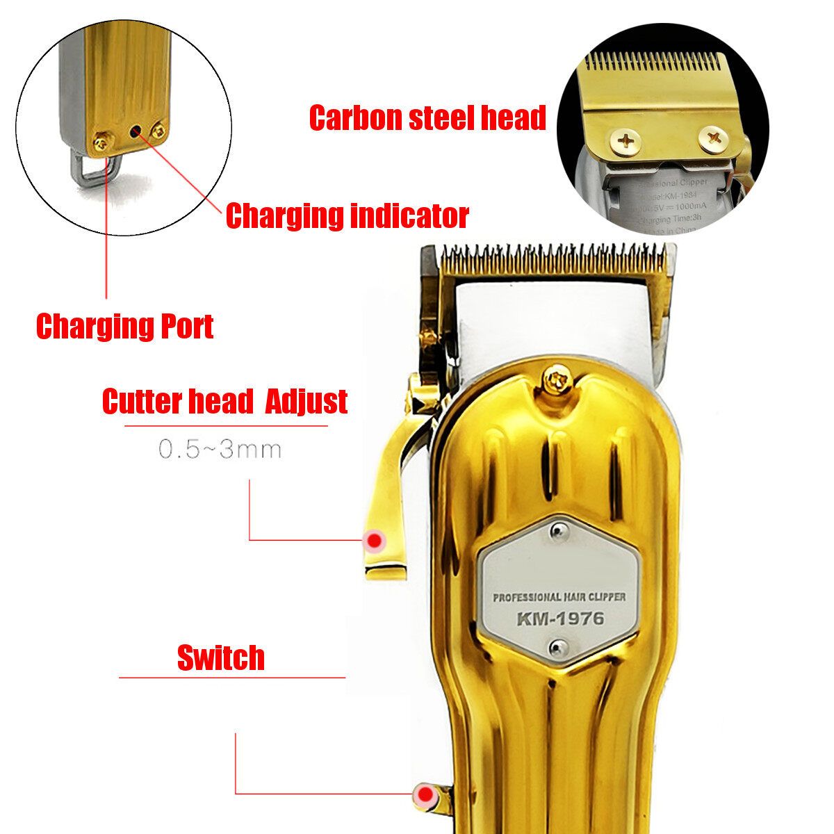 Home Rechargeable Electric Cordless Hair Clipper Trimmer Hair Beard Barber Haircut Machine With 4 Limit Combs