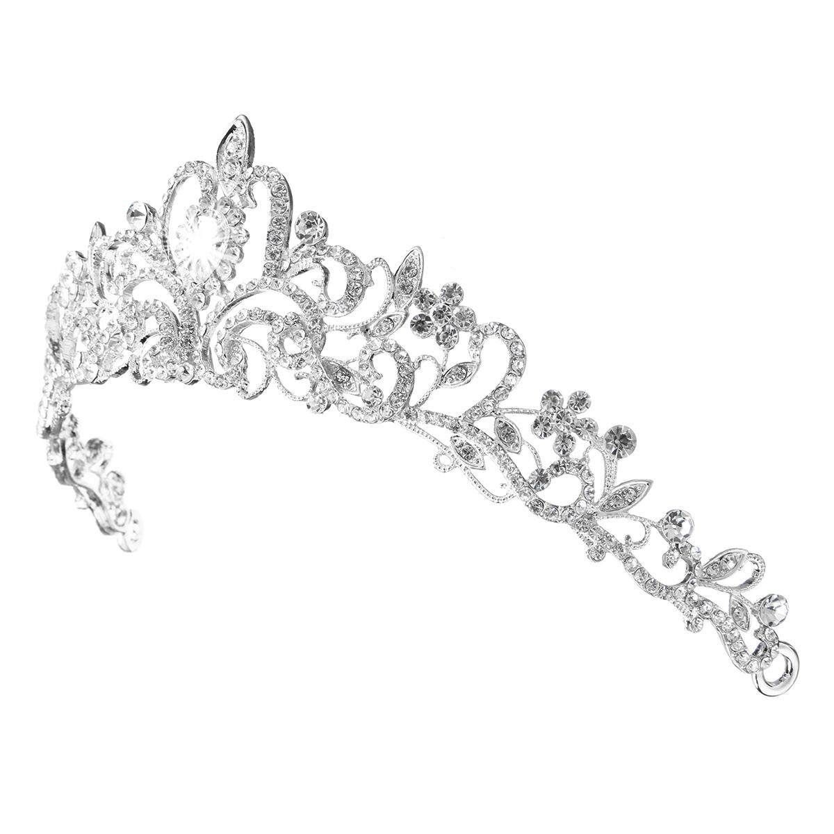 Wedding Princess Tiara Bridal Crown Prom Headpiece Silver/Gold/Rose Gold Silver (silver)