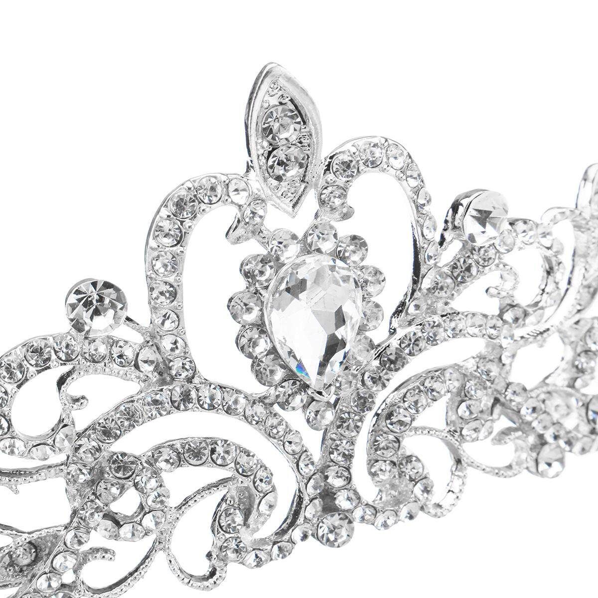 Wedding Princess Tiara Bridal Crown Prom Headpiece Silver/Gold/Rose Gold Silver (silver)