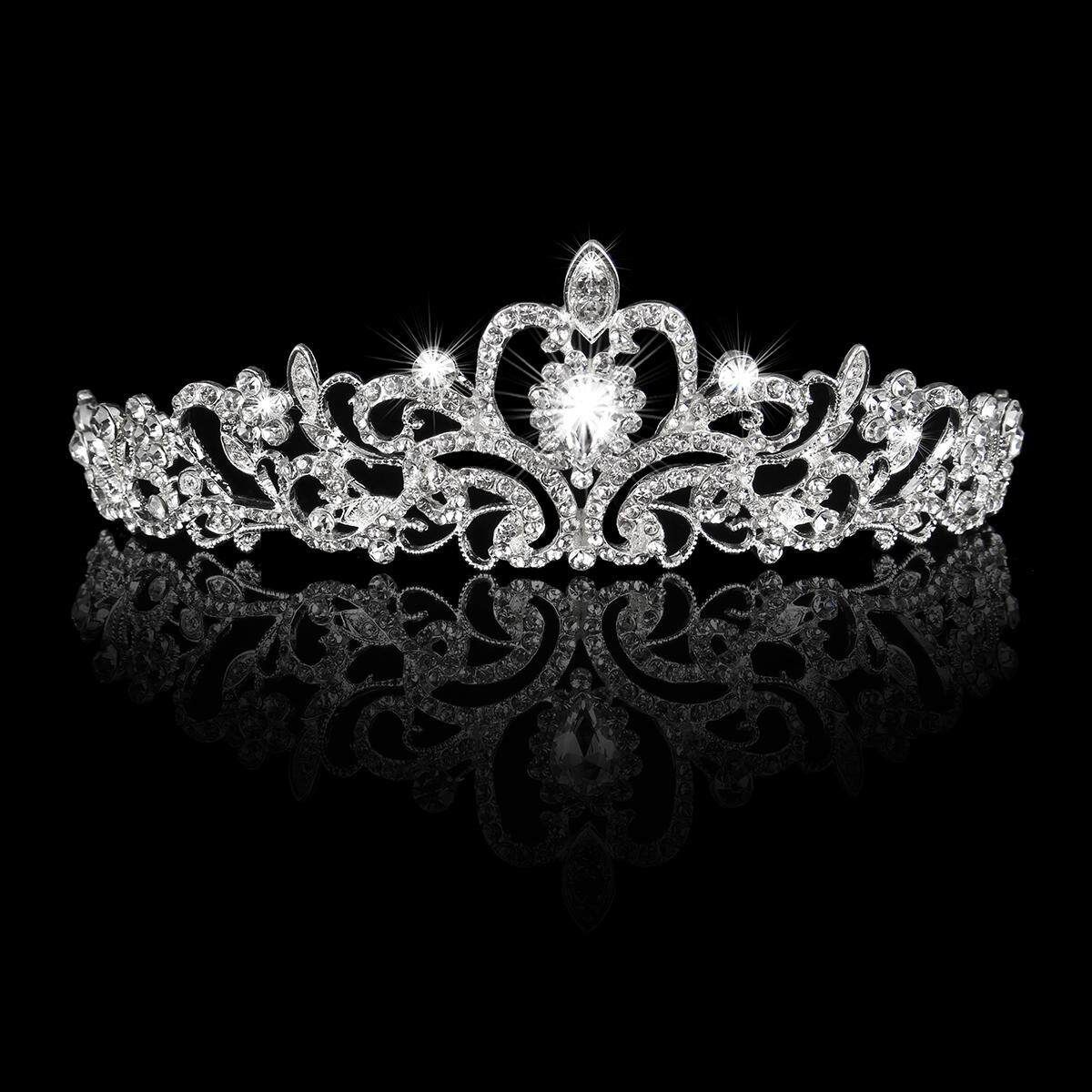 Wedding Princess Tiara Bridal Crown Prom Headpiece Silver/Gold/Rose Gold Silver (silver)