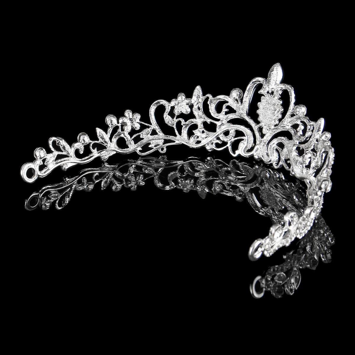 Wedding Princess Tiara Bridal Crown Prom Headpiece Silver/Gold/Rose Gold Silver (silver)