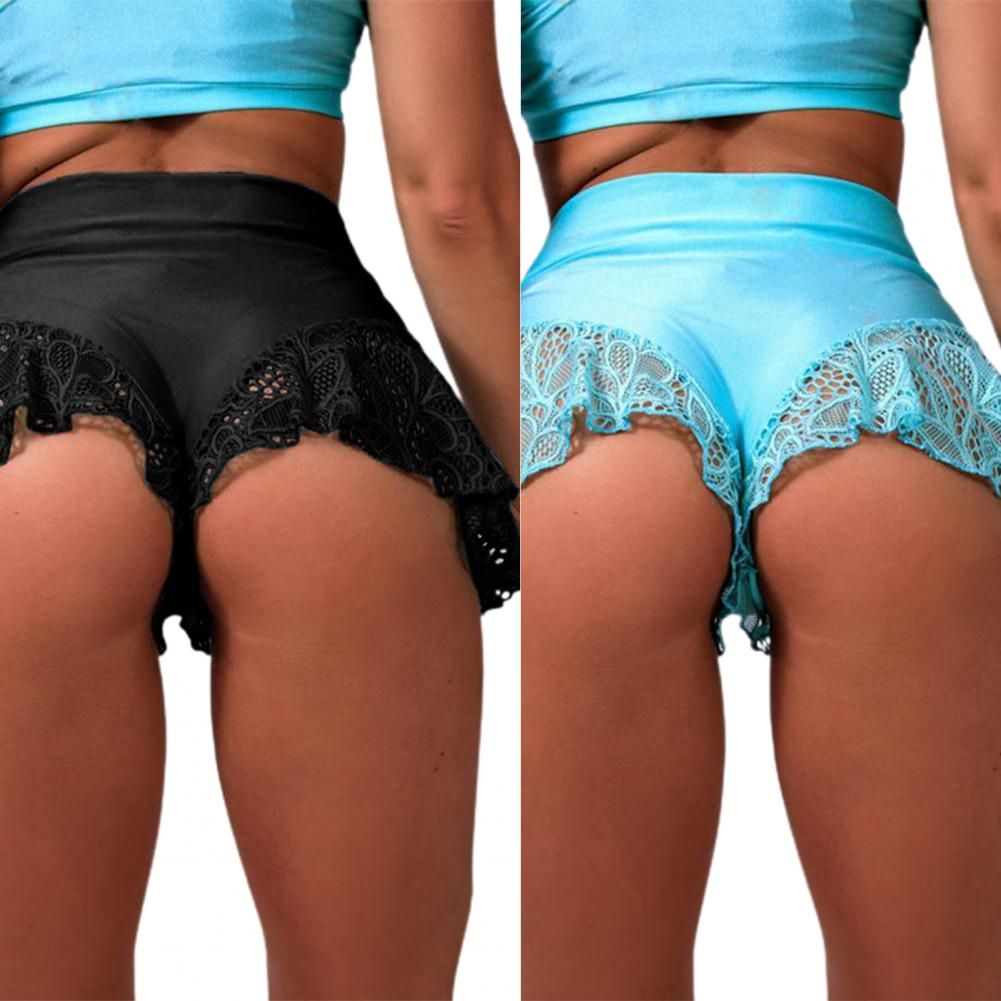 2021 New Summer Skinny Seamless Shorts Plus Size Lace Stitching Soft Breathable