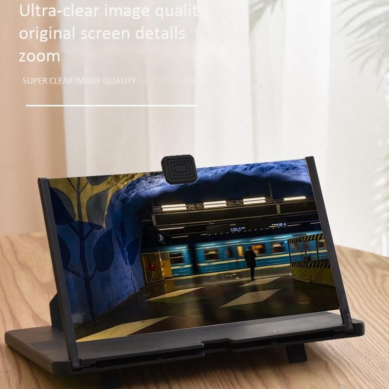 Phone Screen Magnifier 12 Inch 3D HD Video Black Smartphone