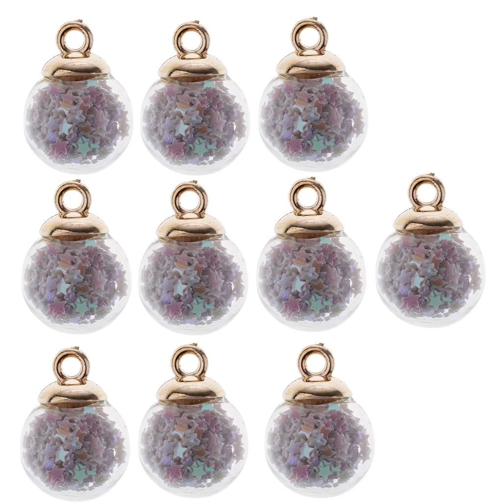 10 Pieces 16mm Tiny Star Glass Ball Charms Pendant DIY Craft White
