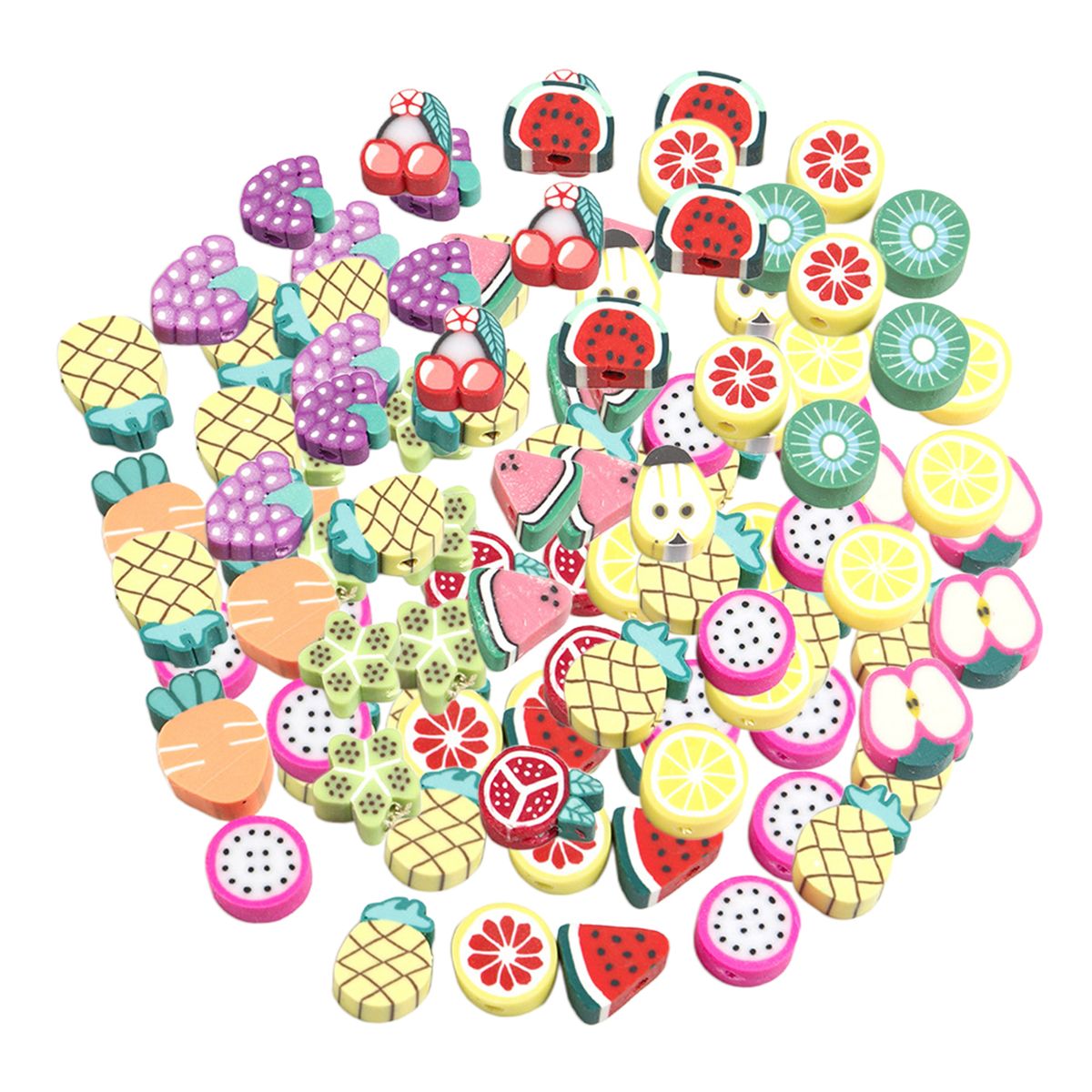 100pcs Polymer Clay Beads Mixed Loose Spacer Beads For DIY Jewelry