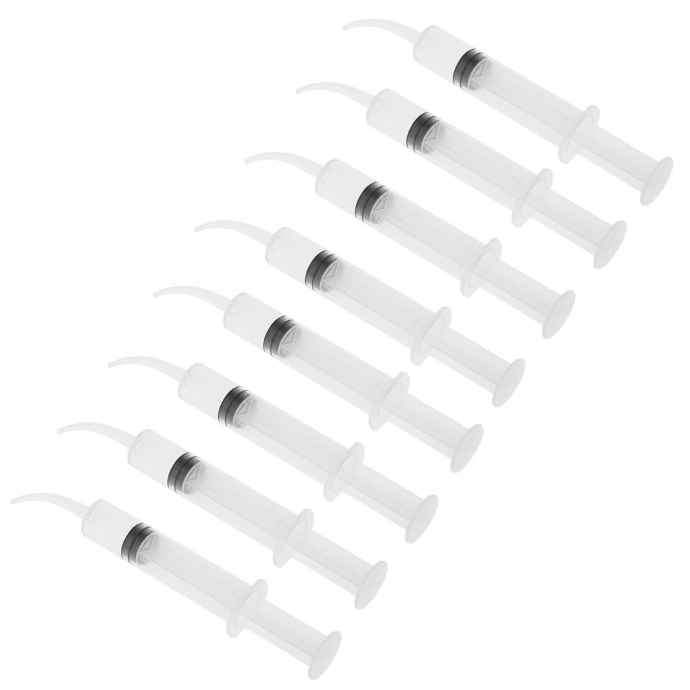 8 Pcs Disposable Dental Irrigation Syringe With Curved Tip