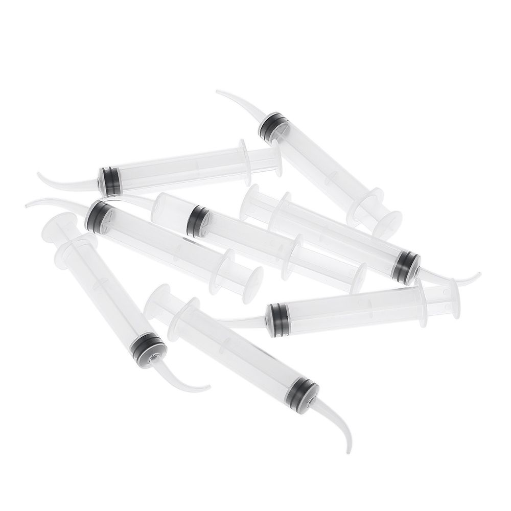 8 Pcs Disposable Dental Irrigation Syringe With Curved Tip