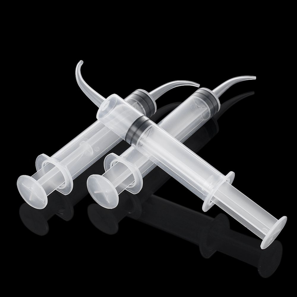 8 Pcs Disposable Dental Irrigation Syringe With Curved Tip