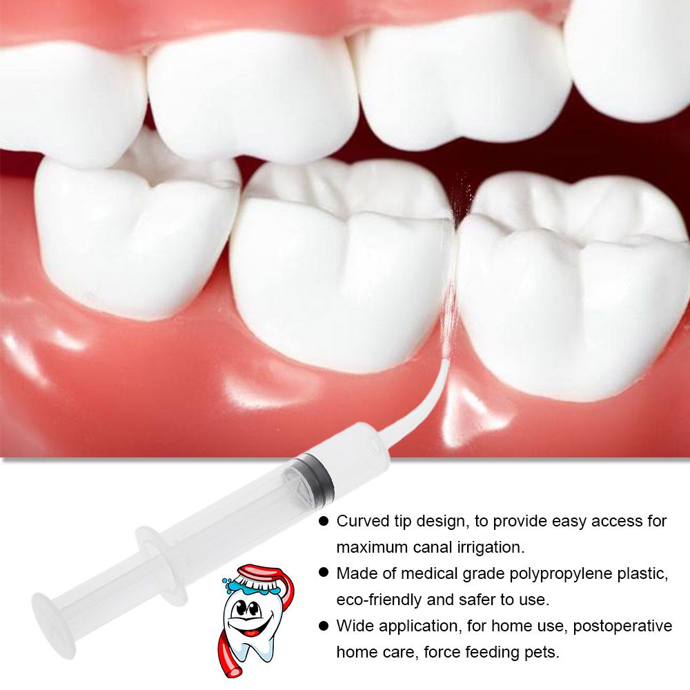 8 Pcs Disposable Dental Irrigation Syringe With Curved Tip