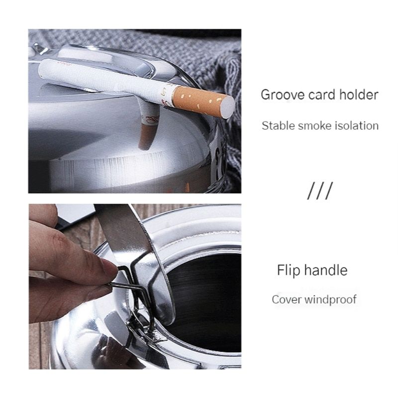 Ashtray Stainless Steel Es Tray Patio Tabletop Office Home Bedroom Yard Decoration Gifts Drop Shipping