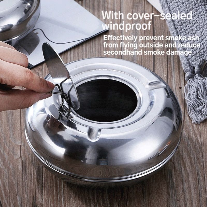 Ashtray Stainless Steel Es Tray Patio Tabletop Office Home Bedroom Yard Decoration Gifts Drop Shipping