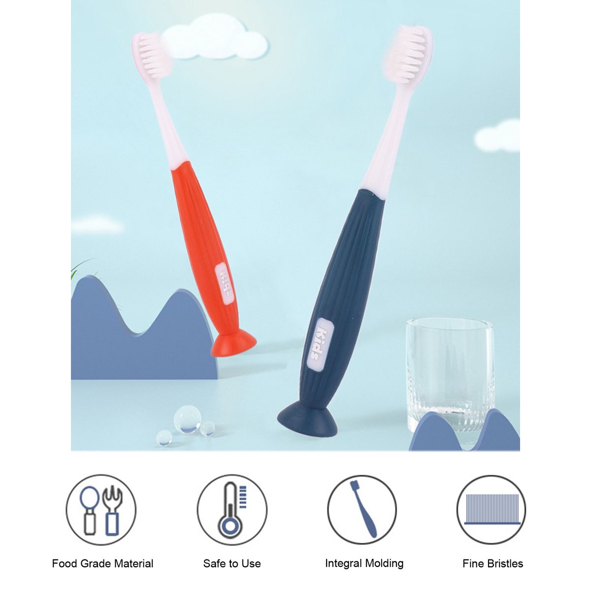 2PCS Kids Toothbrush Soft Bristles Manual Toothbrushes BPA
