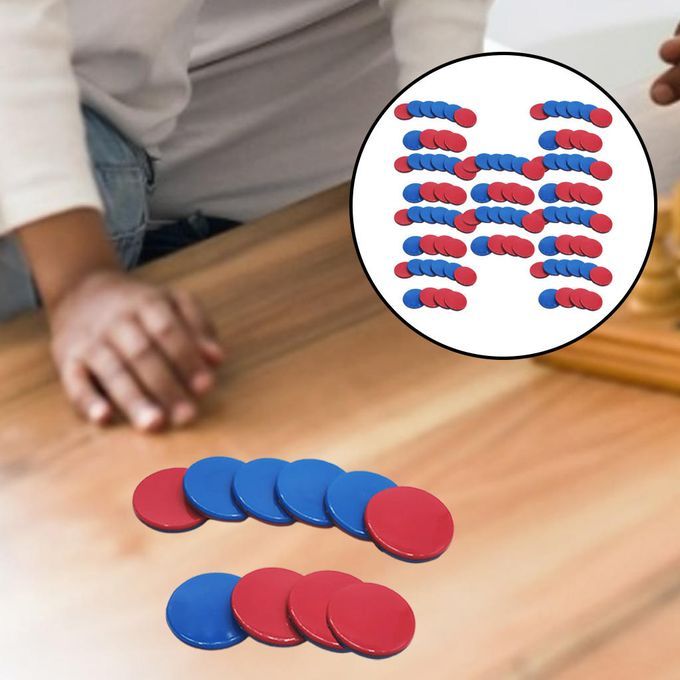 100Pcs Learning Counters Counting Chips Early Math Discs Red Blue