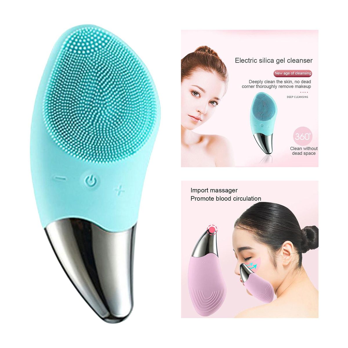 Rechargeable Silicone Facial Cleansing Brush Deep Green