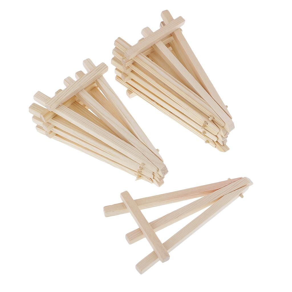 10 Pieces Mini Natural Wood Tripod Easel Photo Painting