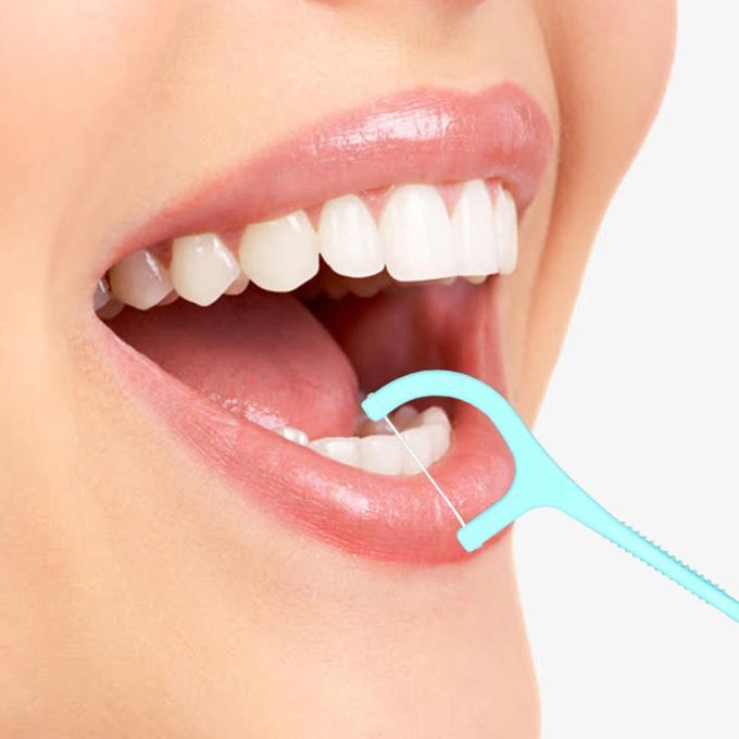 Dental Floss Picks Dental Floss Stick Toothpicks For Blue 100Pcs