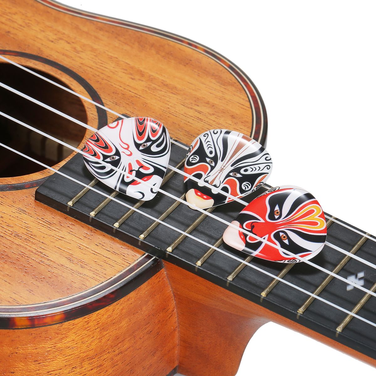 3Pcs ABS Guitar Picks With Peking Opera Mask Ukulele Finger