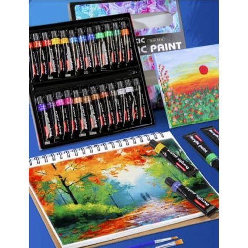 Acrylic Paint Set ( 24 Colours With 3 Brushes)