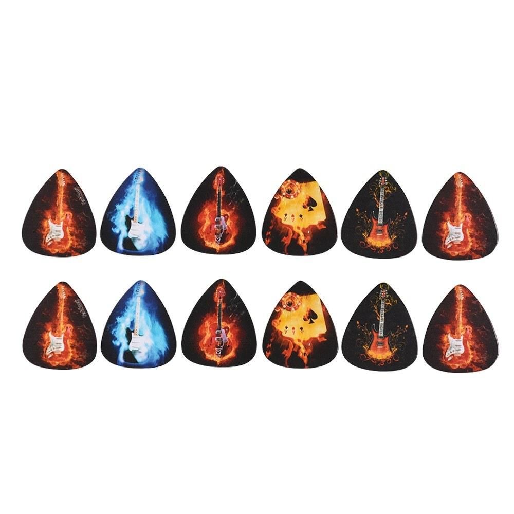 Celluloid Guitar Picks Cool Guitar Picks Variety Pack 12 PCS Thin 0.46~0.76 MM Three Styles Randomly Delievered