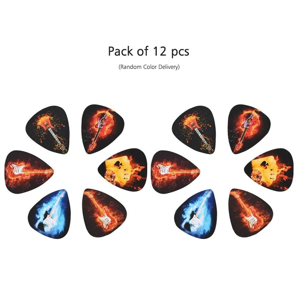 Celluloid Guitar Picks Cool Guitar Picks Variety Pack 12 PCS Thin 0.46~0.76 MM Three Styles Randomly Delievered