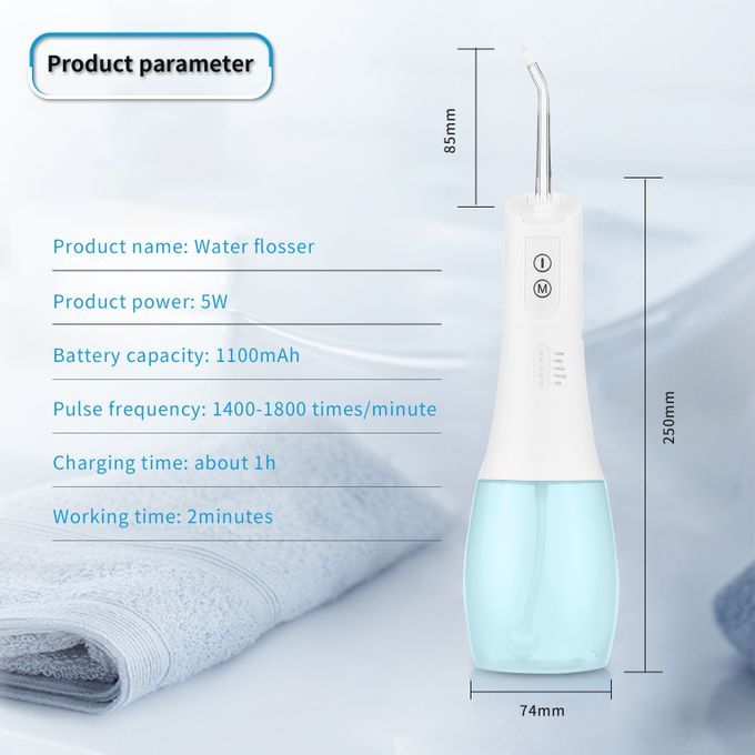 Rechargeable Cordless Oral Irrigator Teeth Cleaner IPX7 With 5 Modes 4pcs Tips