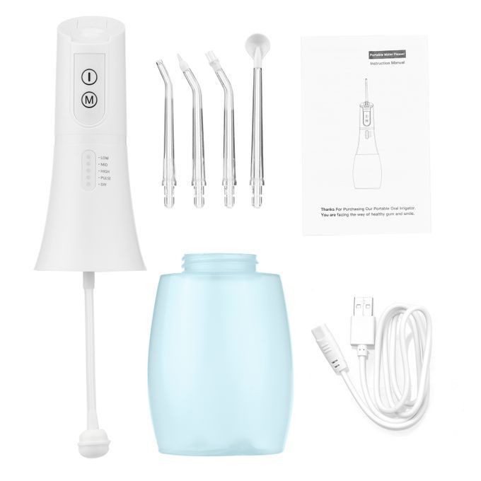Rechargeable Cordless Oral Irrigator Teeth Cleaner IPX7 With 5 Modes 4pcs Tips