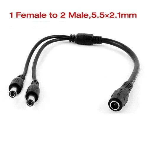 1 To 2 Way DC Power Splitter Cable Barrel Plug For CCTV Cameras LED Light Strip