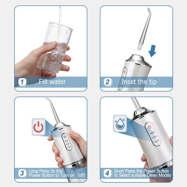 Electric Flosser Oral Care Water Flosser 4 Heads 220ML