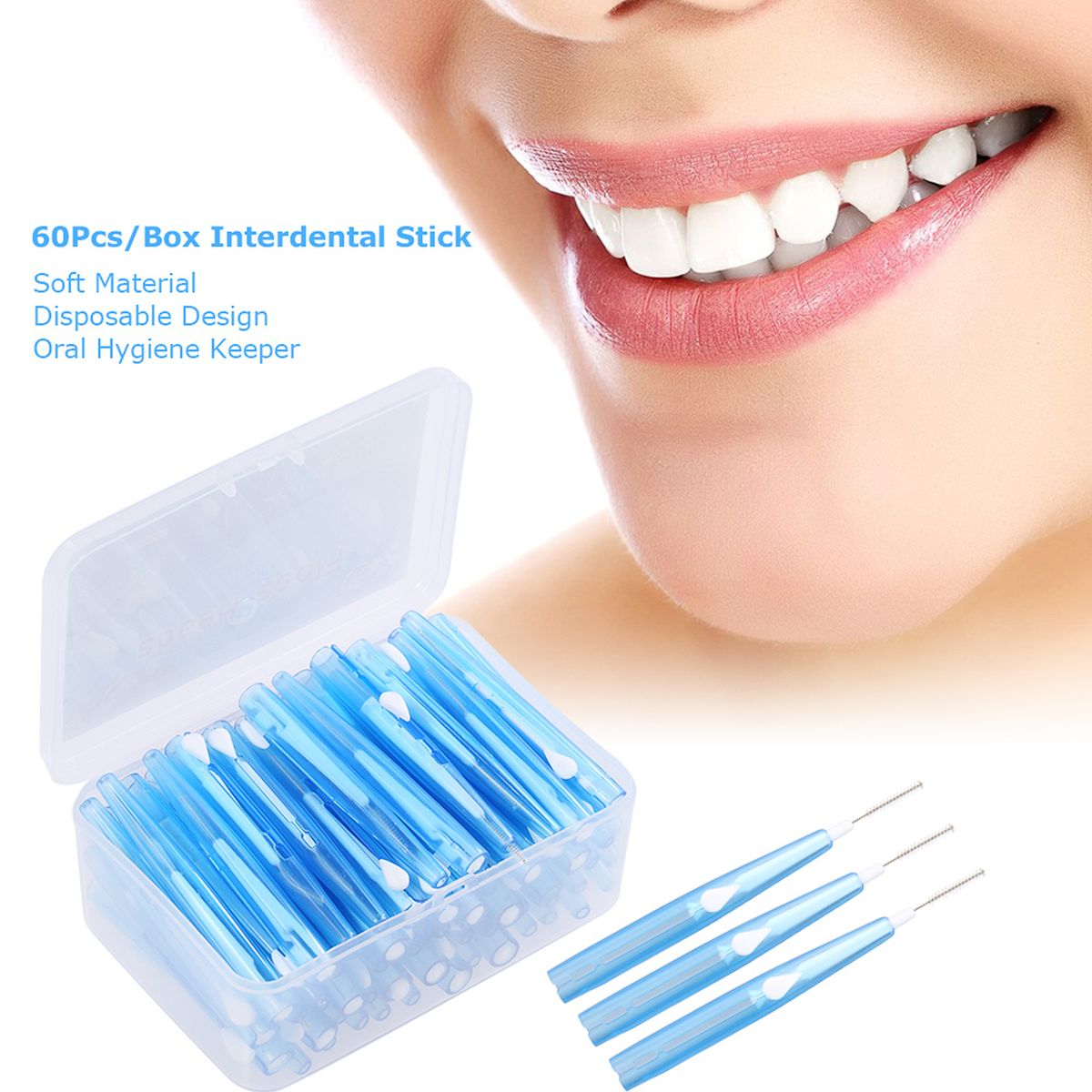 60Pcs/Box Dental Floss Picks Refill Inter-dental Brush Teeth