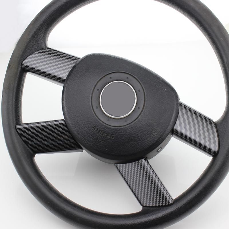 4 ps/set carbon fiber automobile steering wheel cover decorative stickers are suitable for VW Volkswagen Polo 2004-2007