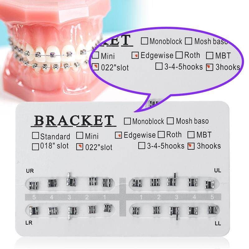 200Pc/10Pack Dental Orthodontic Ultrathin Metal Bracket Braces Slot.022" Hooks 3