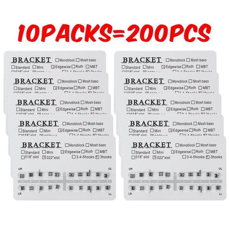 200Pc/10Pack Dental Orthodontic Ultrathin Metal Bracket Braces Slot.022" Hooks 3