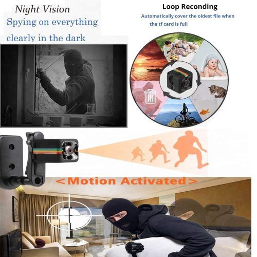 SQ11 Mini Camcorder 1080P Sports Mini Camera DV DVR Night Vision Monitor Micro Small Camera Video Recorder Cop Pockcam Sq13(Standard Cam)(Red)