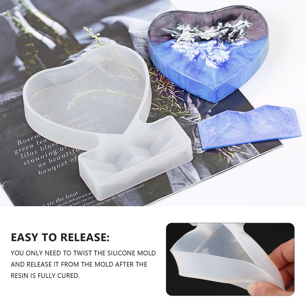 Resin Mold for Photo Heart Shape Silicone Epoxy Molds for Casting and