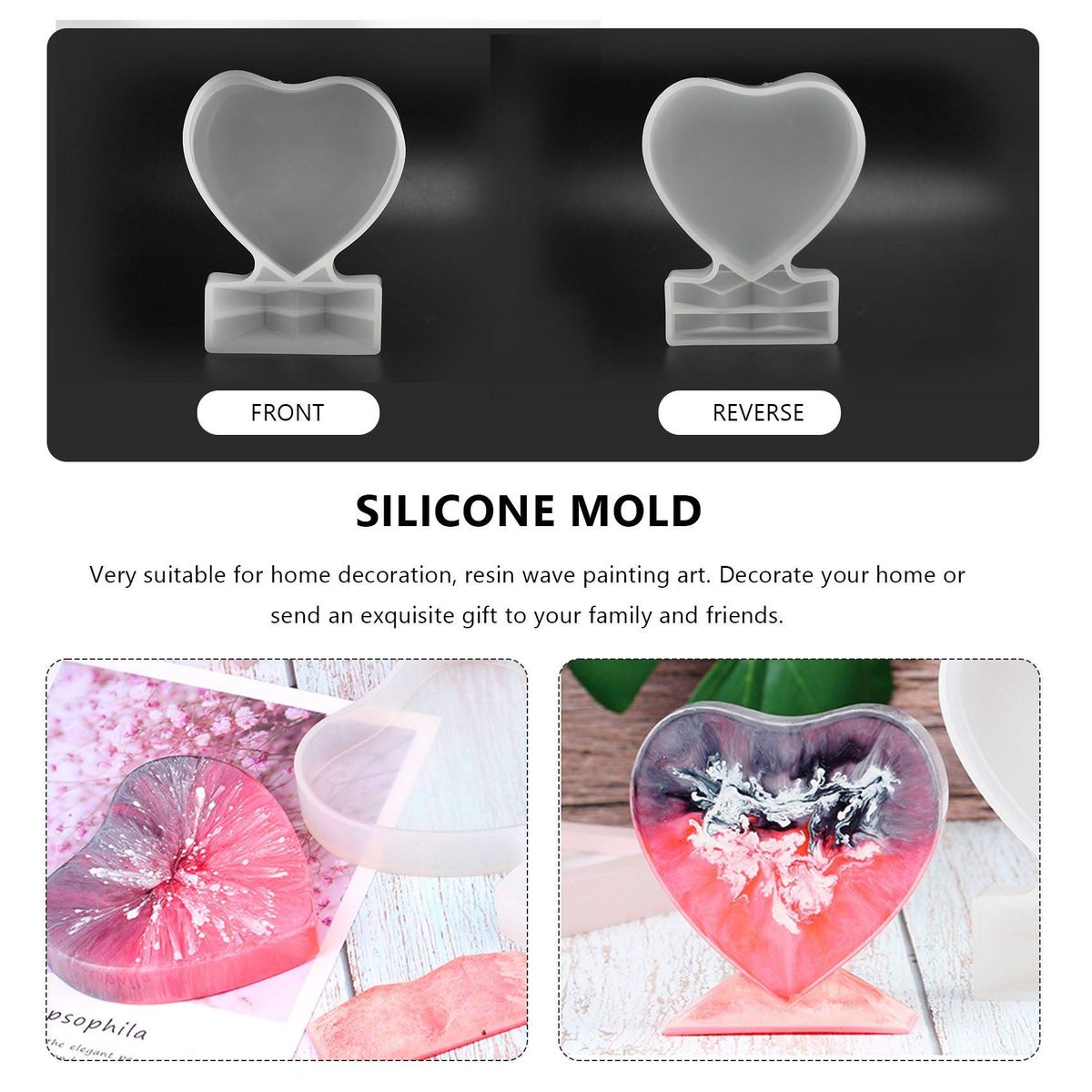 Resin Mold for Photo Heart Shape Silicone Epoxy Molds for Casting and