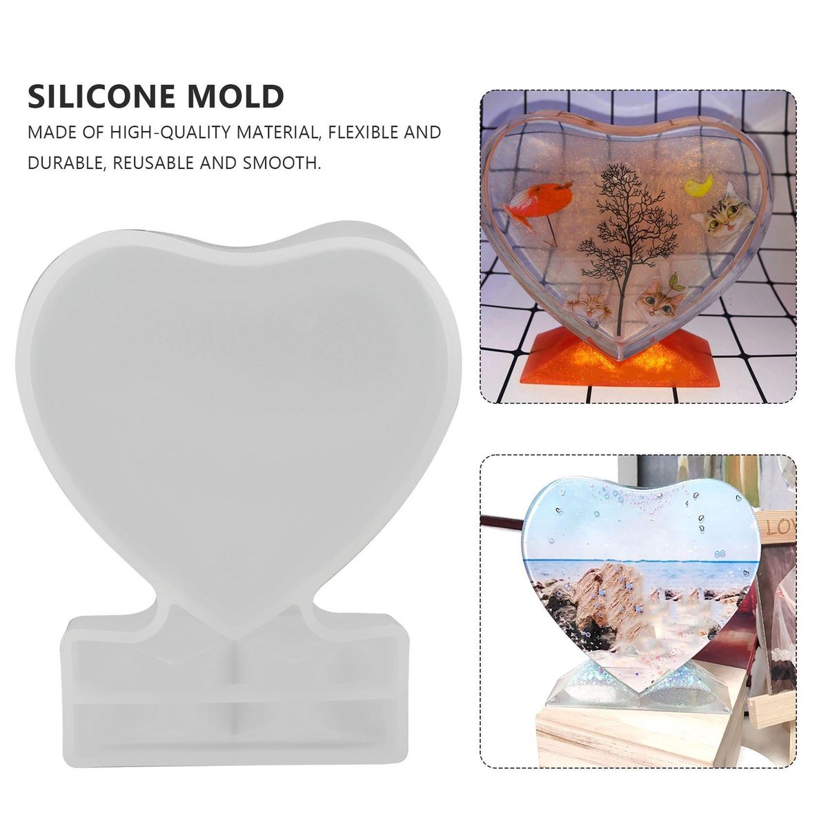 Resin Mold for Photo Heart Shape Silicone Epoxy Molds for Casting and