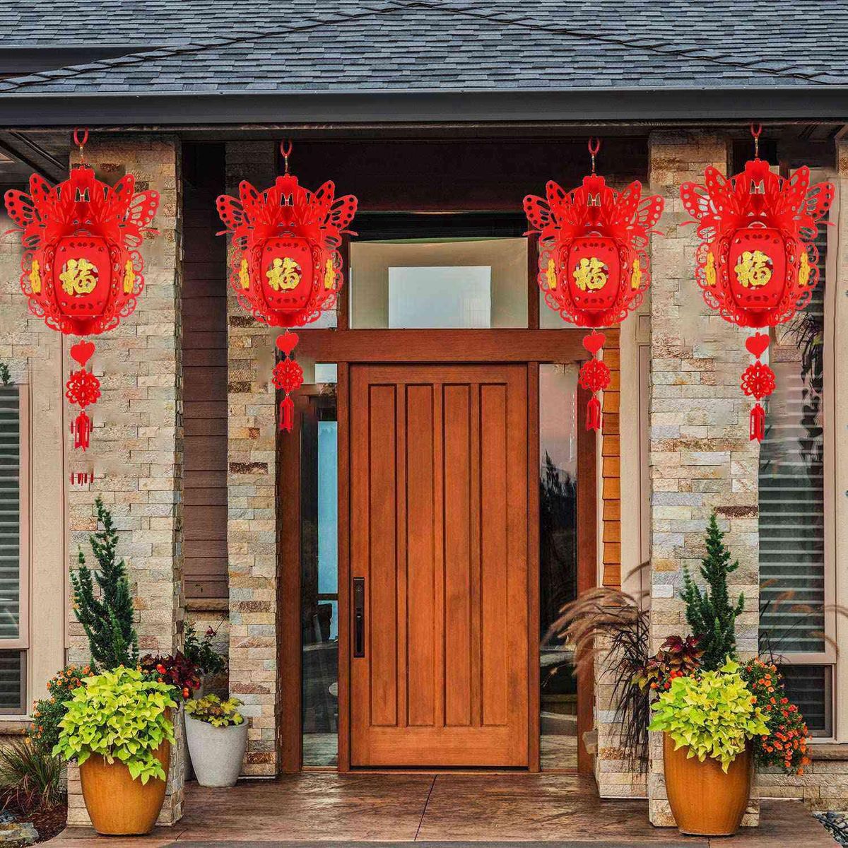 2PCS Good Fortune Red Lanterns for Chinese New Year Spring