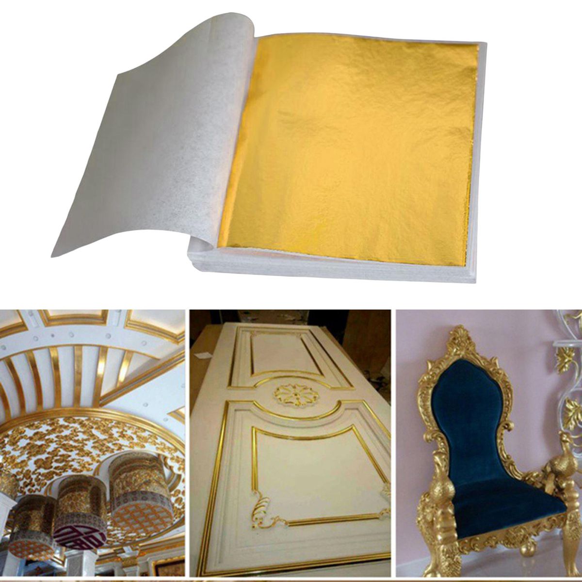 100Sheets Gold Leaf Foil Paper For Resin Casting Gilding Crafting Gold