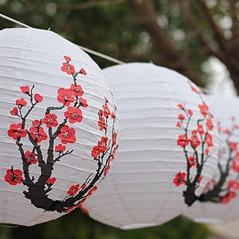 12-Inch Cherry Blossom Chinese Paper Lanterns (Set of 5,