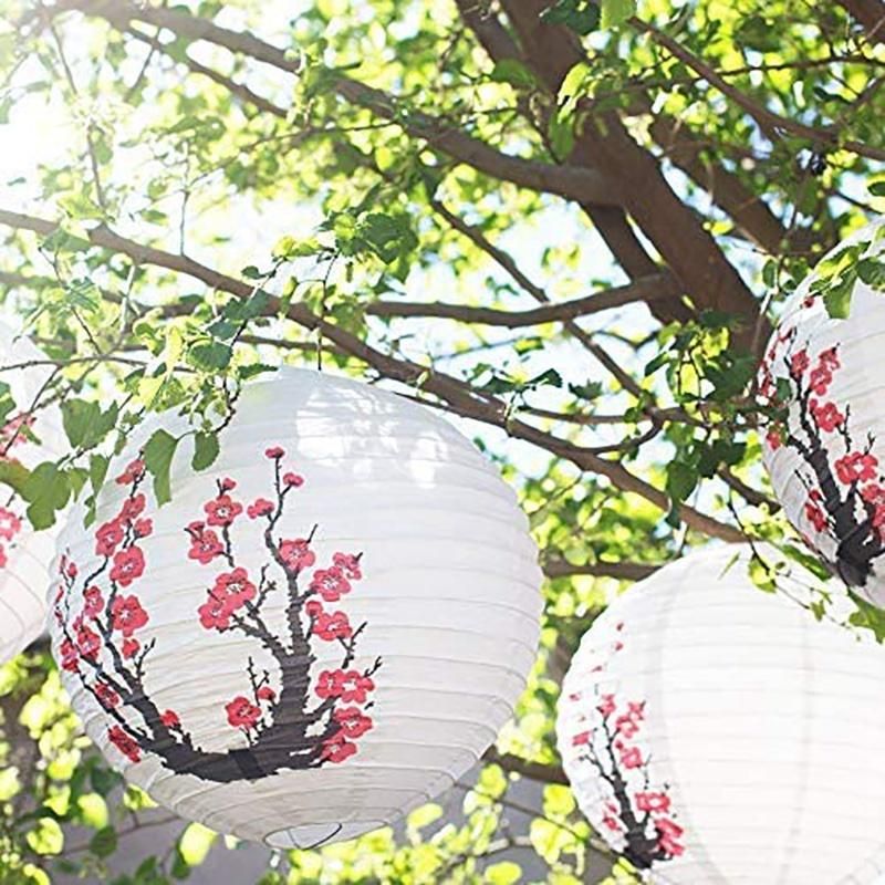 12-Inch Cherry Blossom Chinese Paper Lanterns (Set of 5,