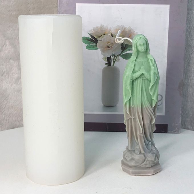 Virgin Mary Statue Resin Candle Moulds  Making Silicone Casting