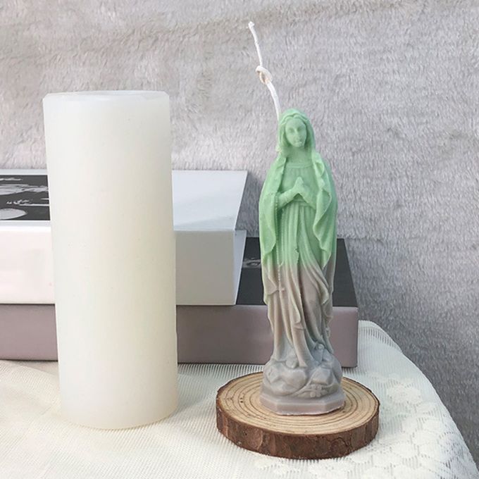 Virgin Mary Statue Resin Candle Moulds  Making Silicone Casting